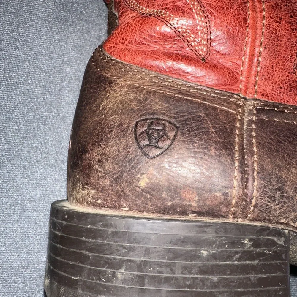 Ariat Sport Pardner Western Cowboy Boots Mens 12 D Brown Red Square Toe 10042391